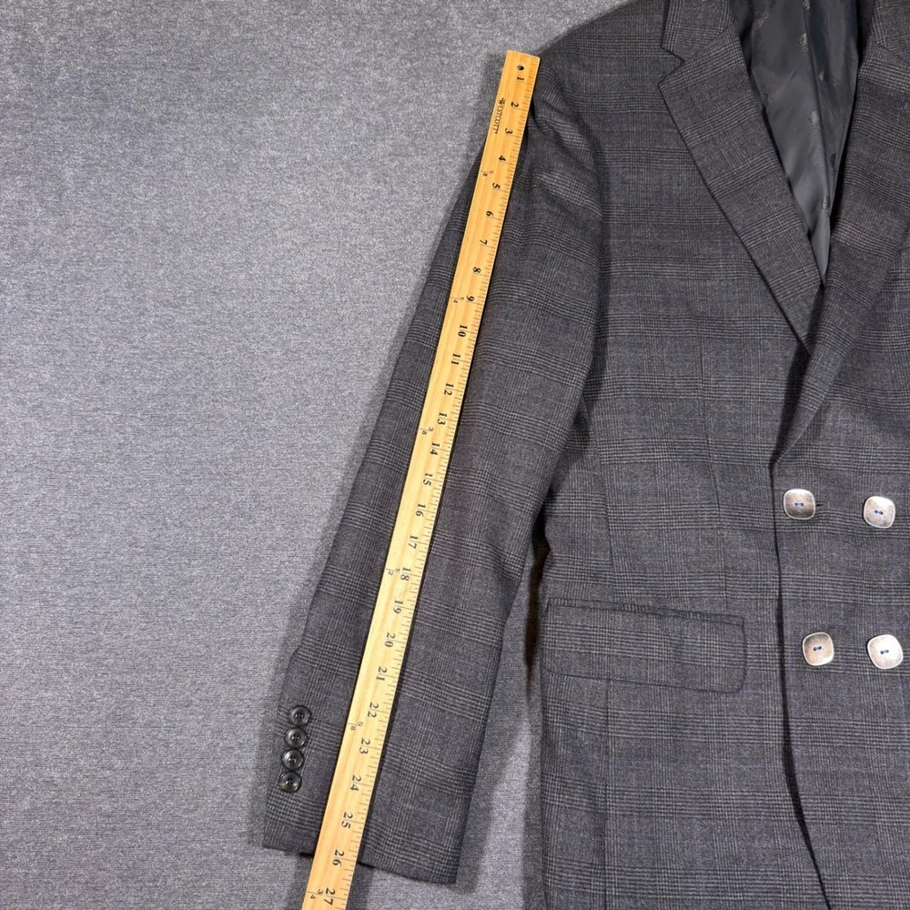 Jos. A. Bank 1905 Suit Jacket Mens 44L Grey Plaid Slim Fit Wool Blend Blazer